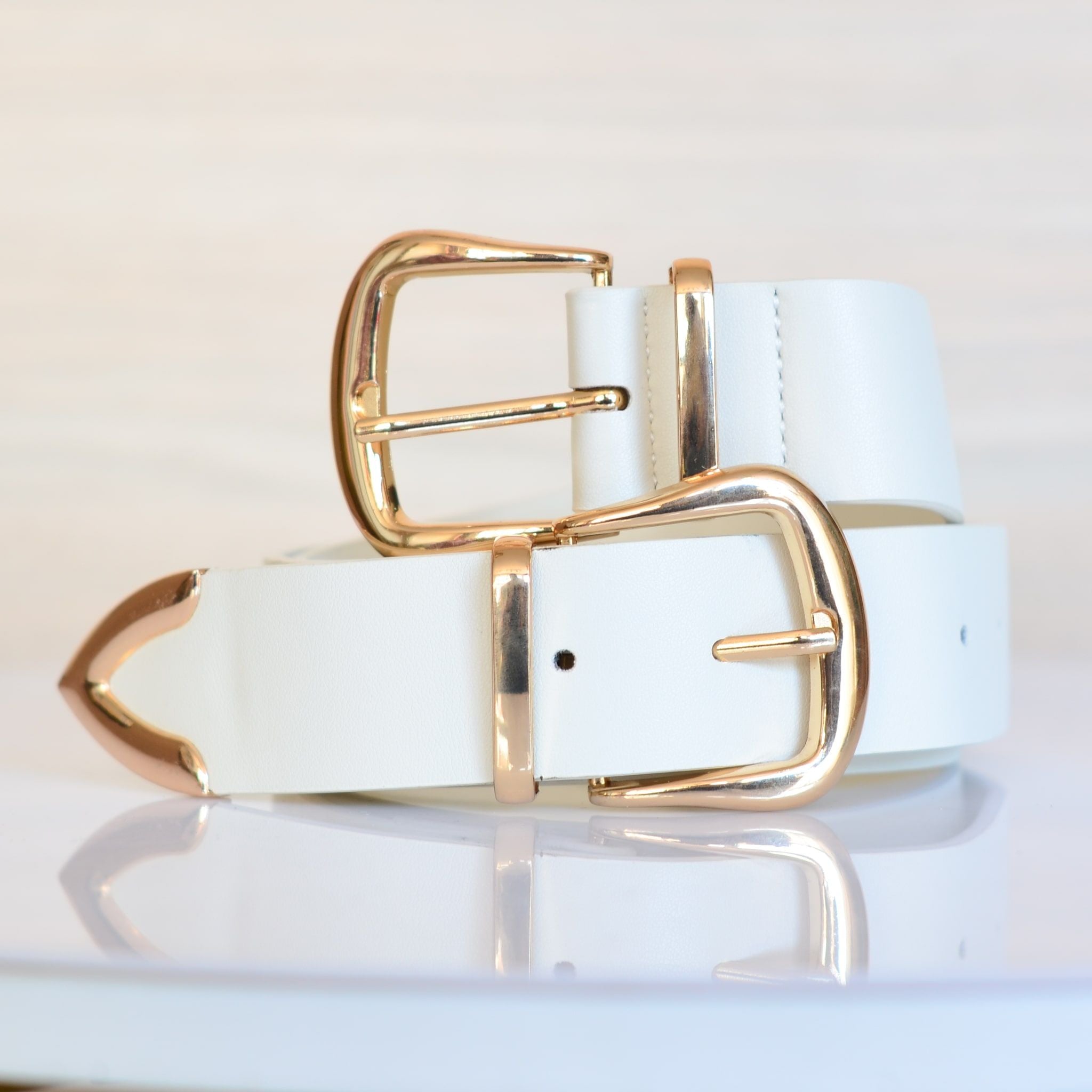 Correa blanco perla para mujer BELT6-Z390