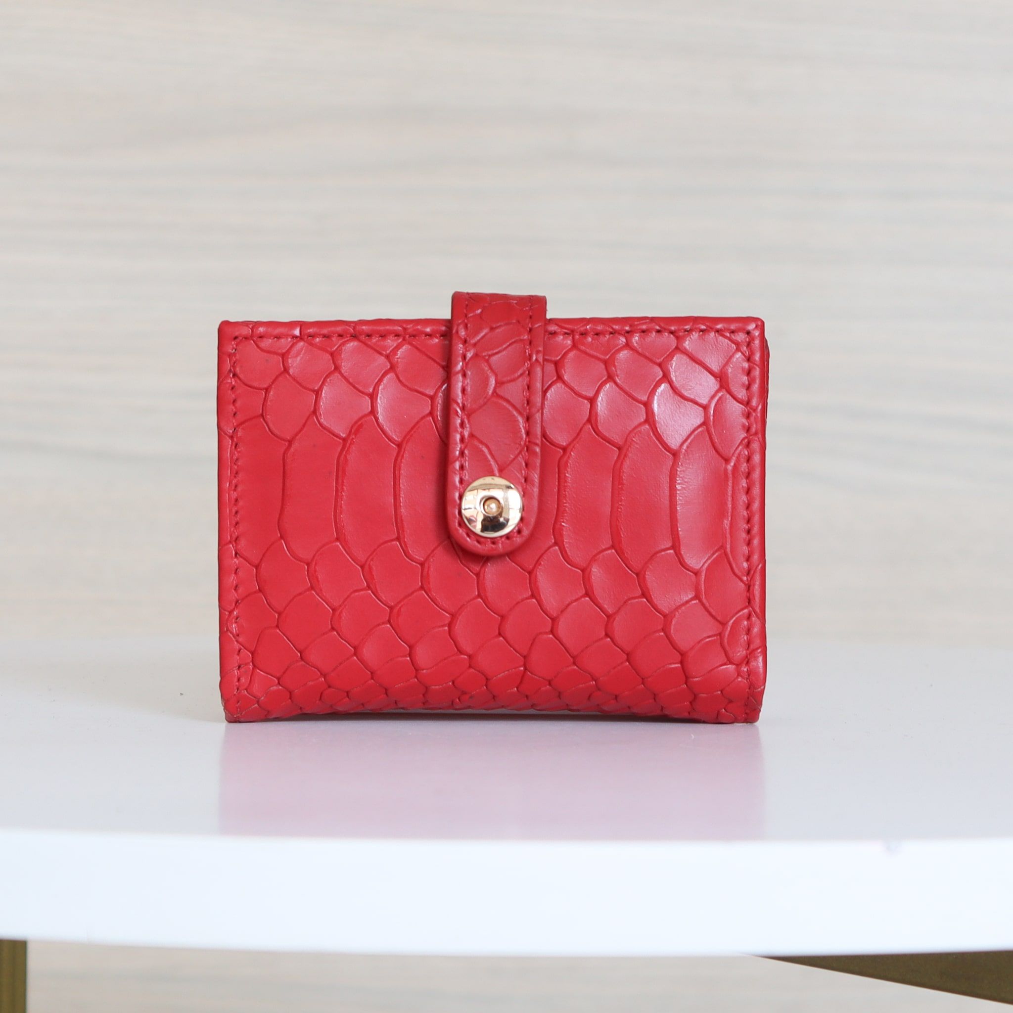 Billetera pequeña rojo cuero para mujer BI-T97