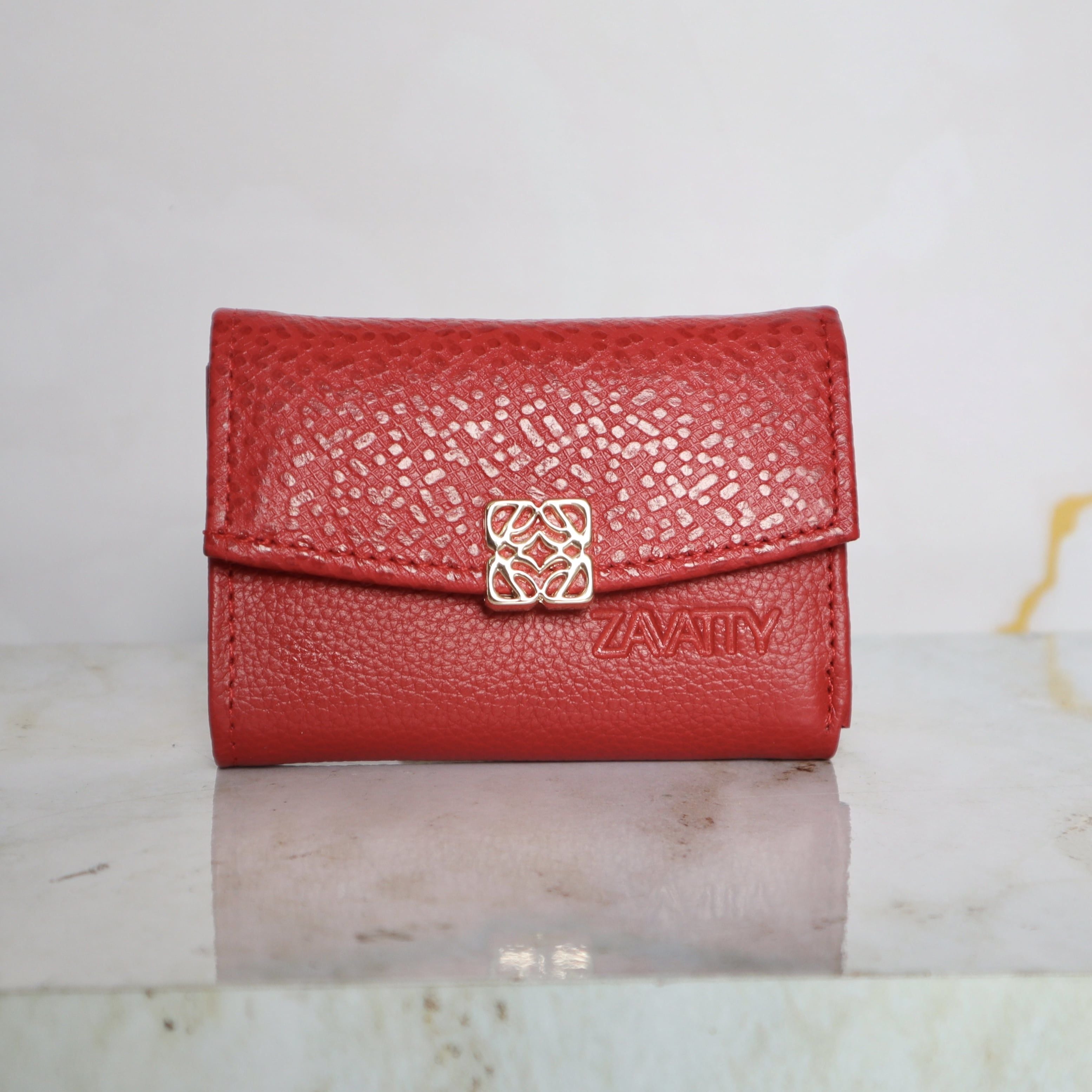 Billetera mediana rojo cuero para mujer BI8824