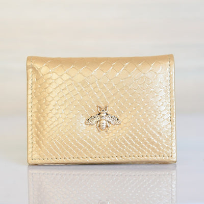 Tarjetero dorado cuero para mujer BIT96