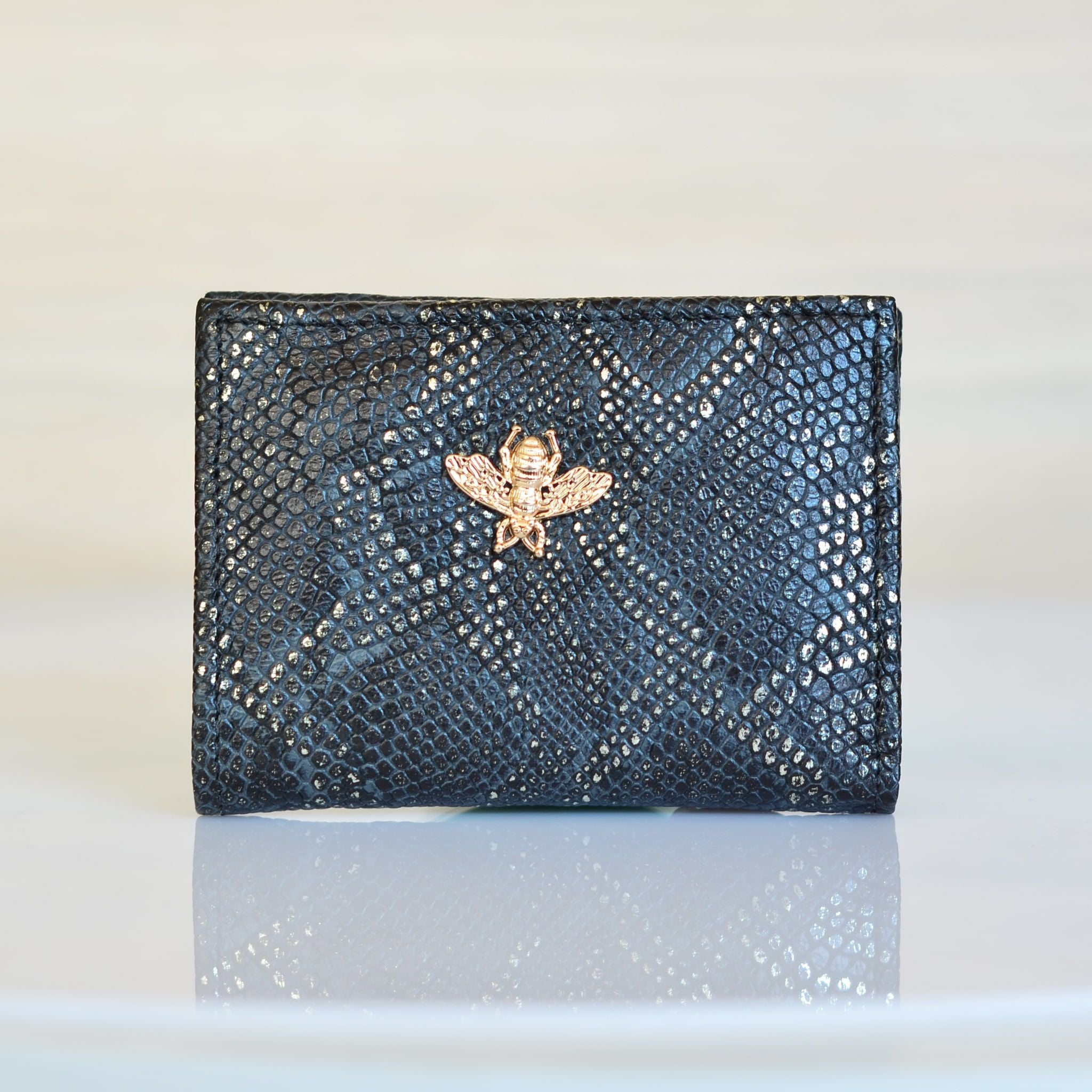 Tarjetero negro cuero para mujer BIT96