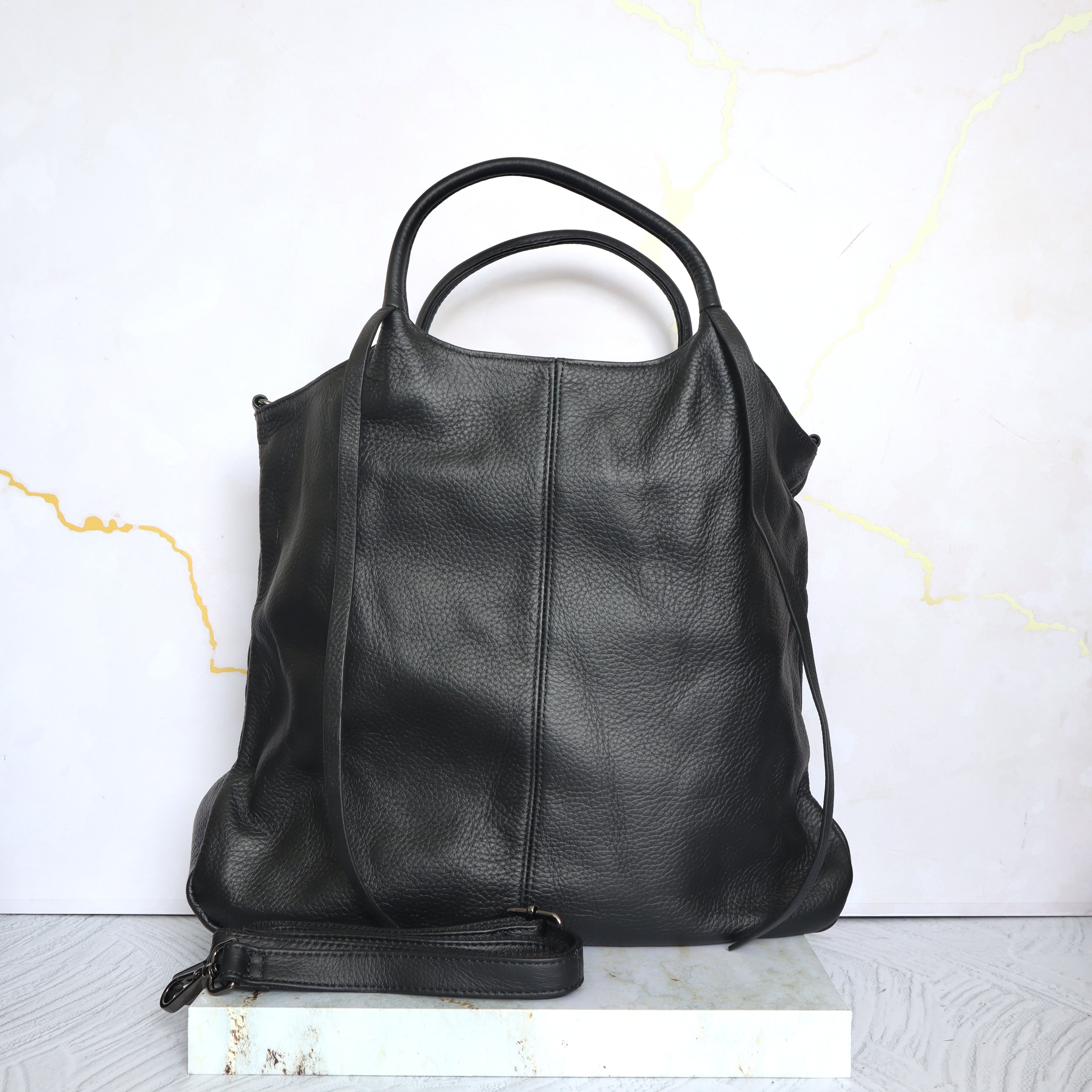 Totbag negro cuero para mujer BOLZ5048C