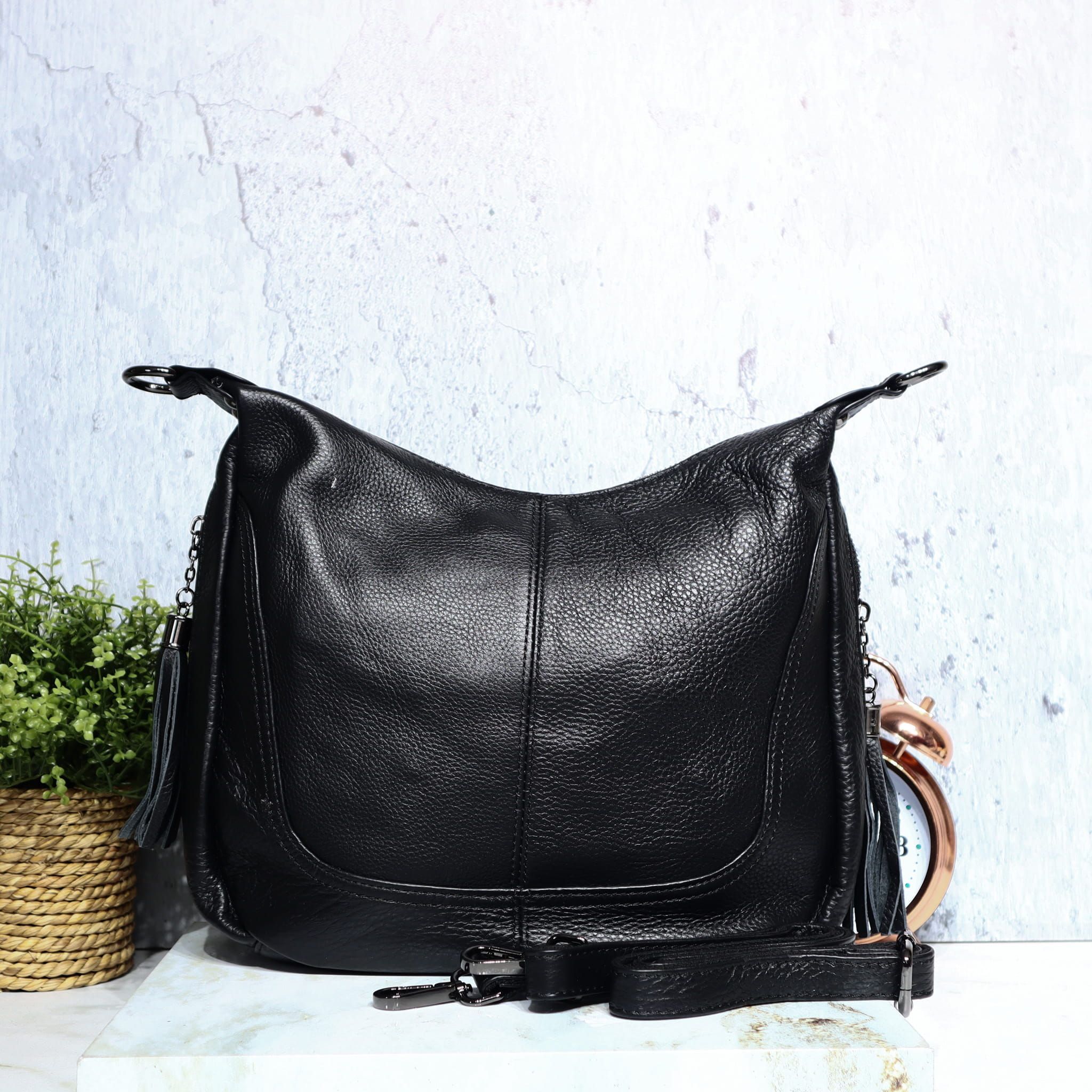 Manos libres negro cuero para mujer BOLZ5077C
