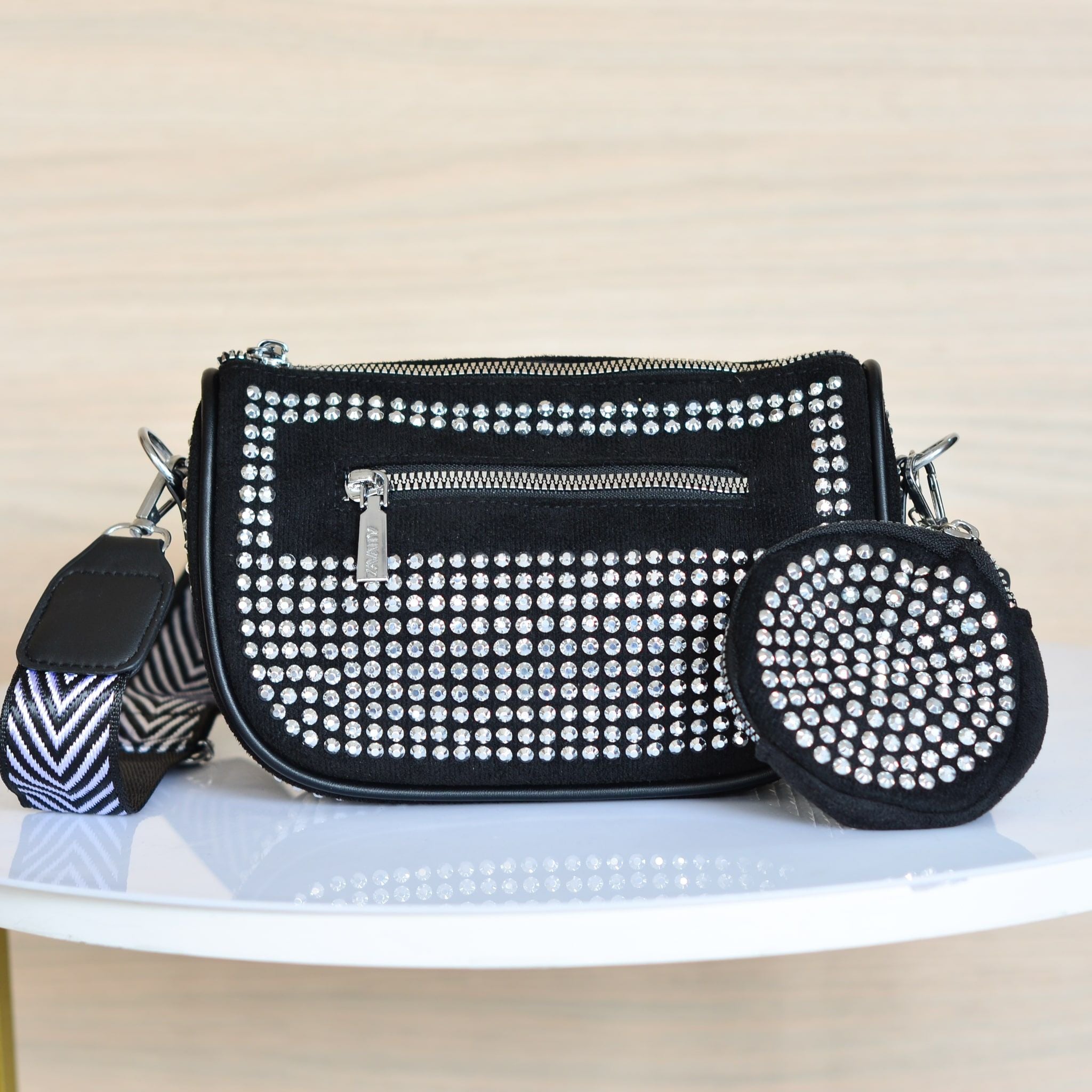 Manolibres negro x piedras plata para mujer BOLZSTONE2