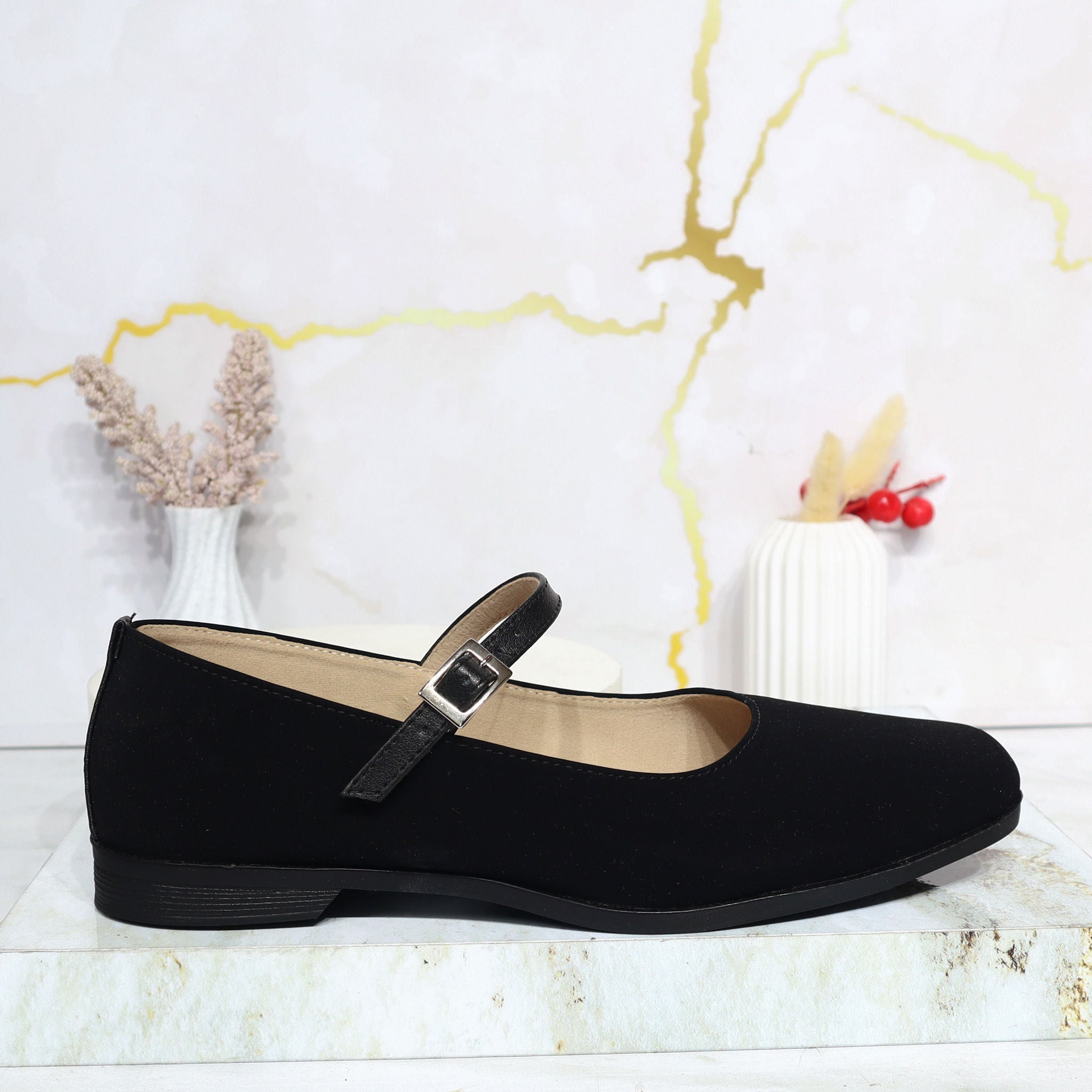 Baleta negro nobuck para mujer 1812-Z147