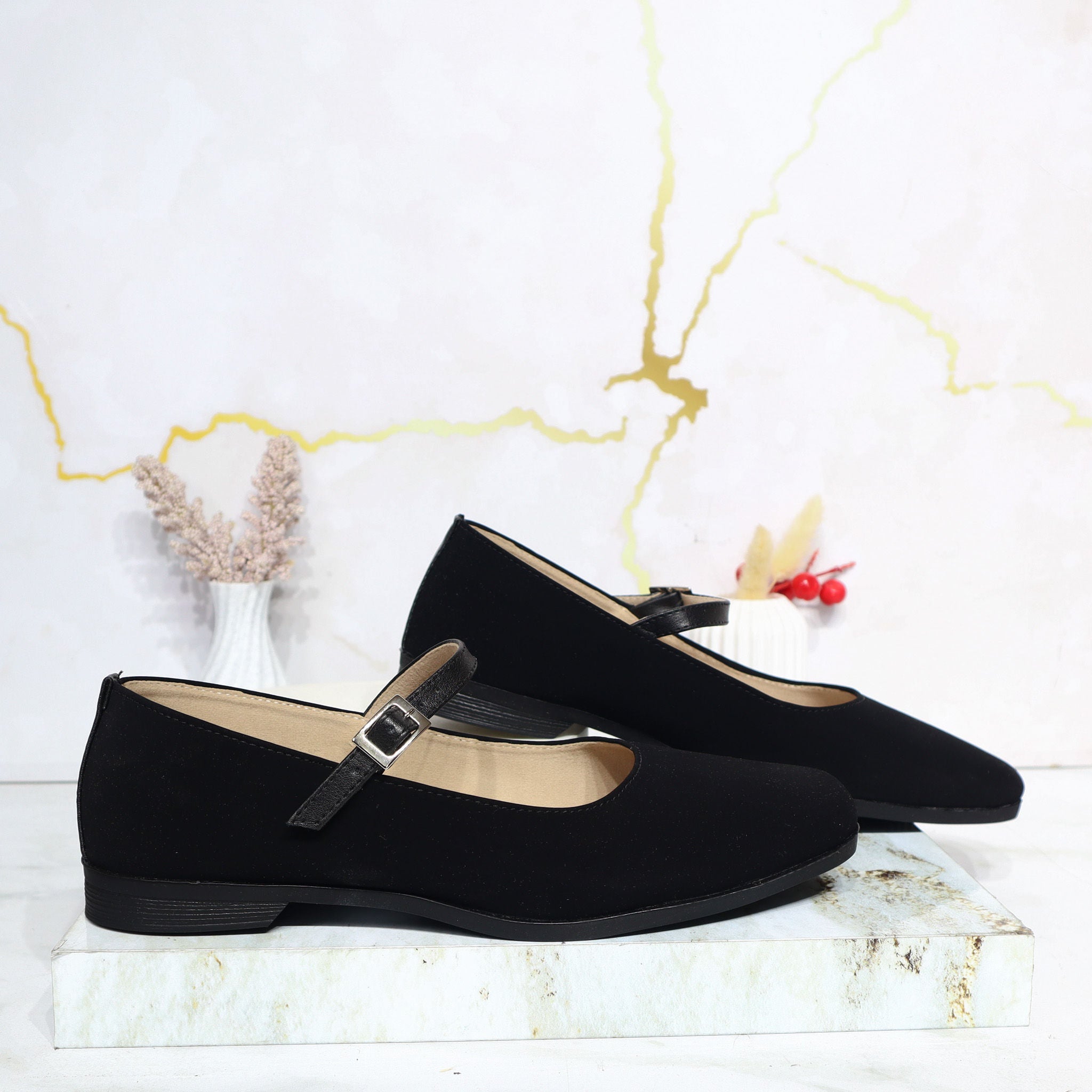 Baleta negro nobuck para mujer 1812-Z147