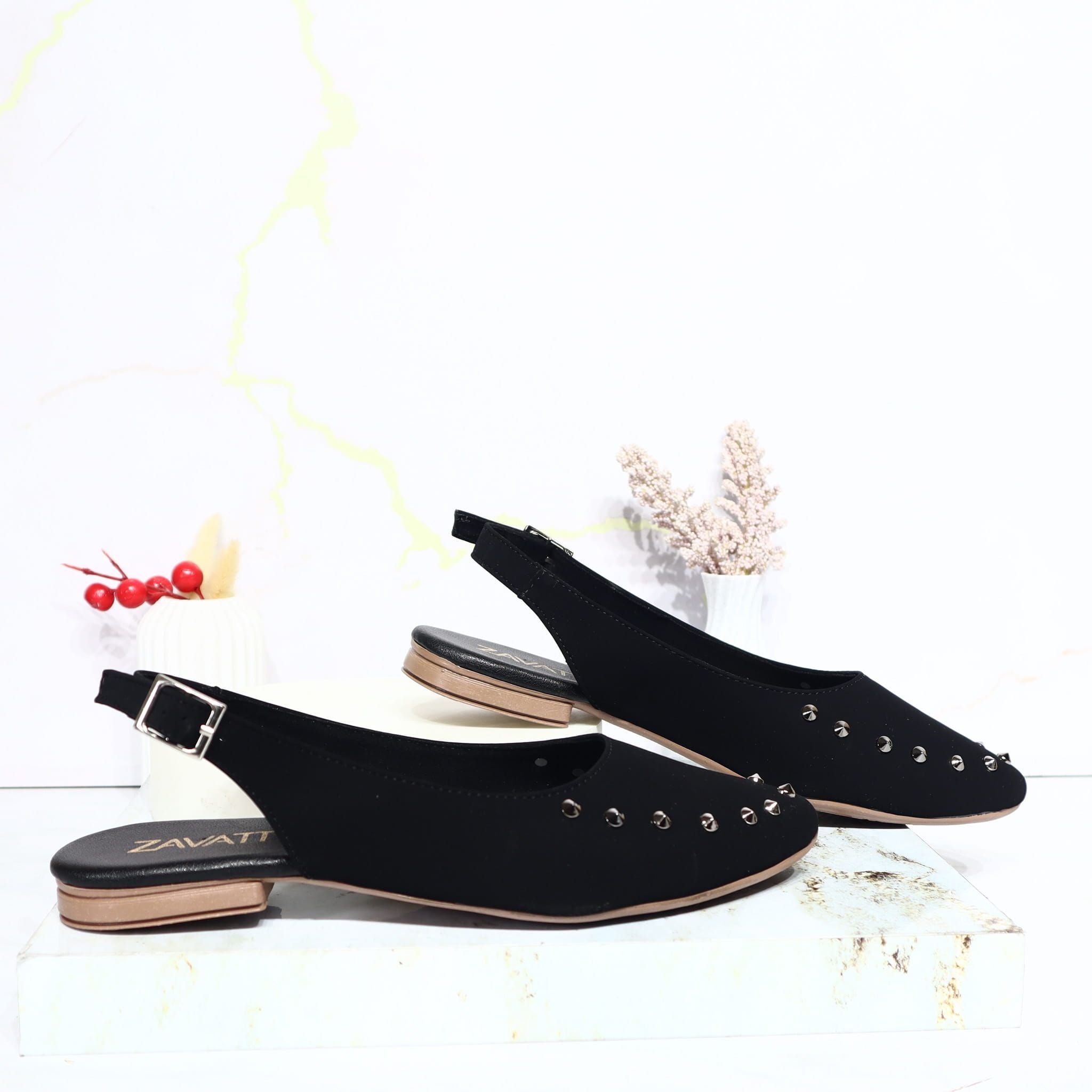 Baleta negro nobuck para mujer 2462-Z388