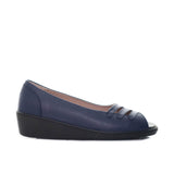 Sandalia despuntada azul cuero para mujer H-DANIELA