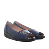 Sandalia despuntada azul cuero para mujer H-DANIELA