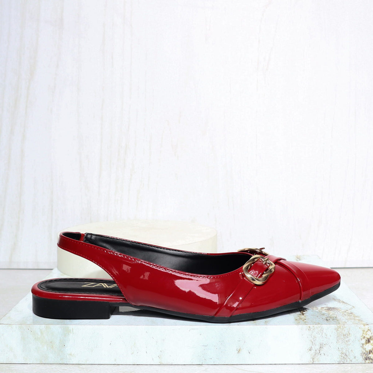 Baleta destalonada rojo charol para mujer K613-Z436
