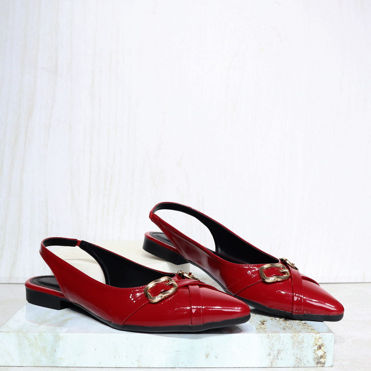 Baleta destalonada rojo charol para mujer K613-Z436