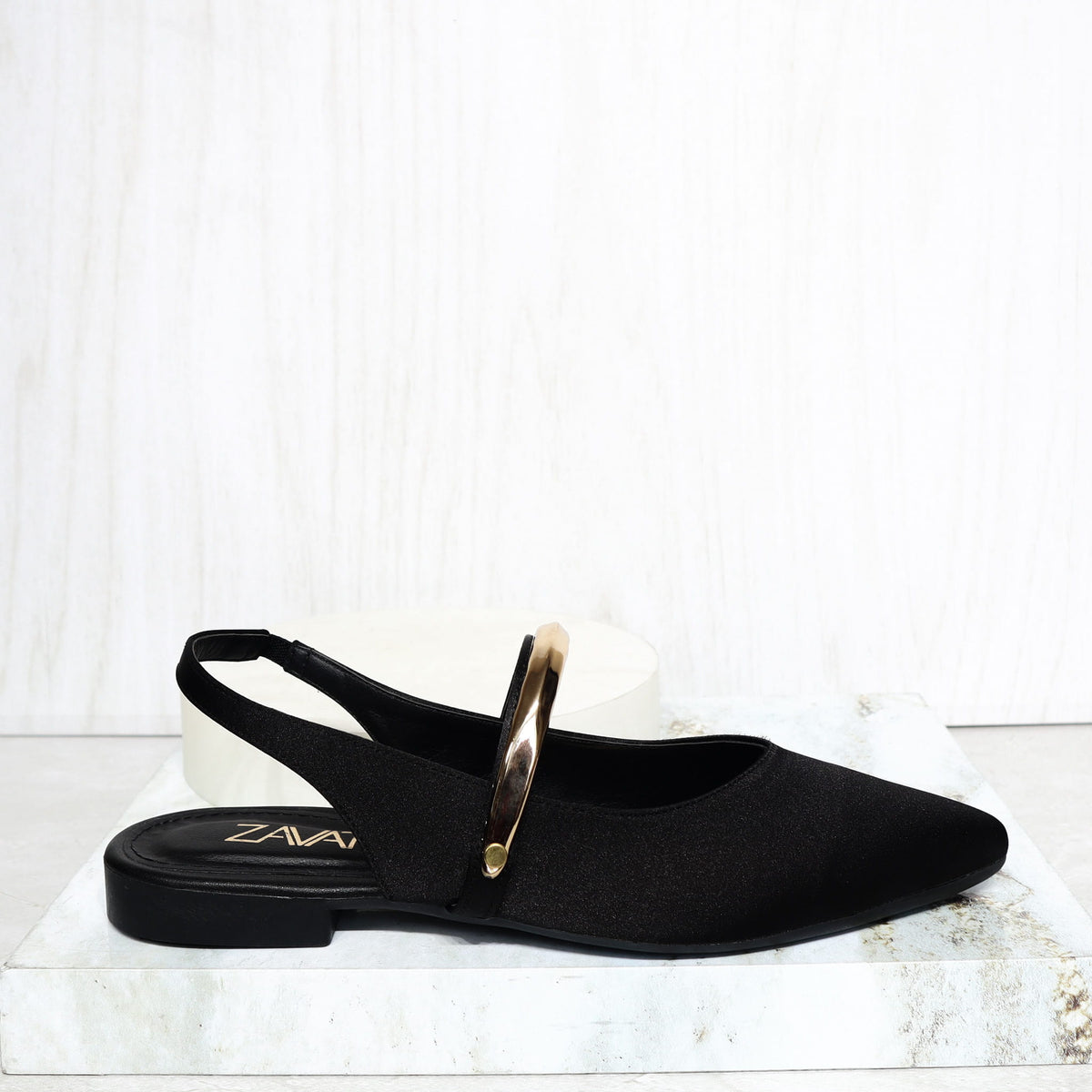 Baleta destalonada negro para mujer K624-Z436