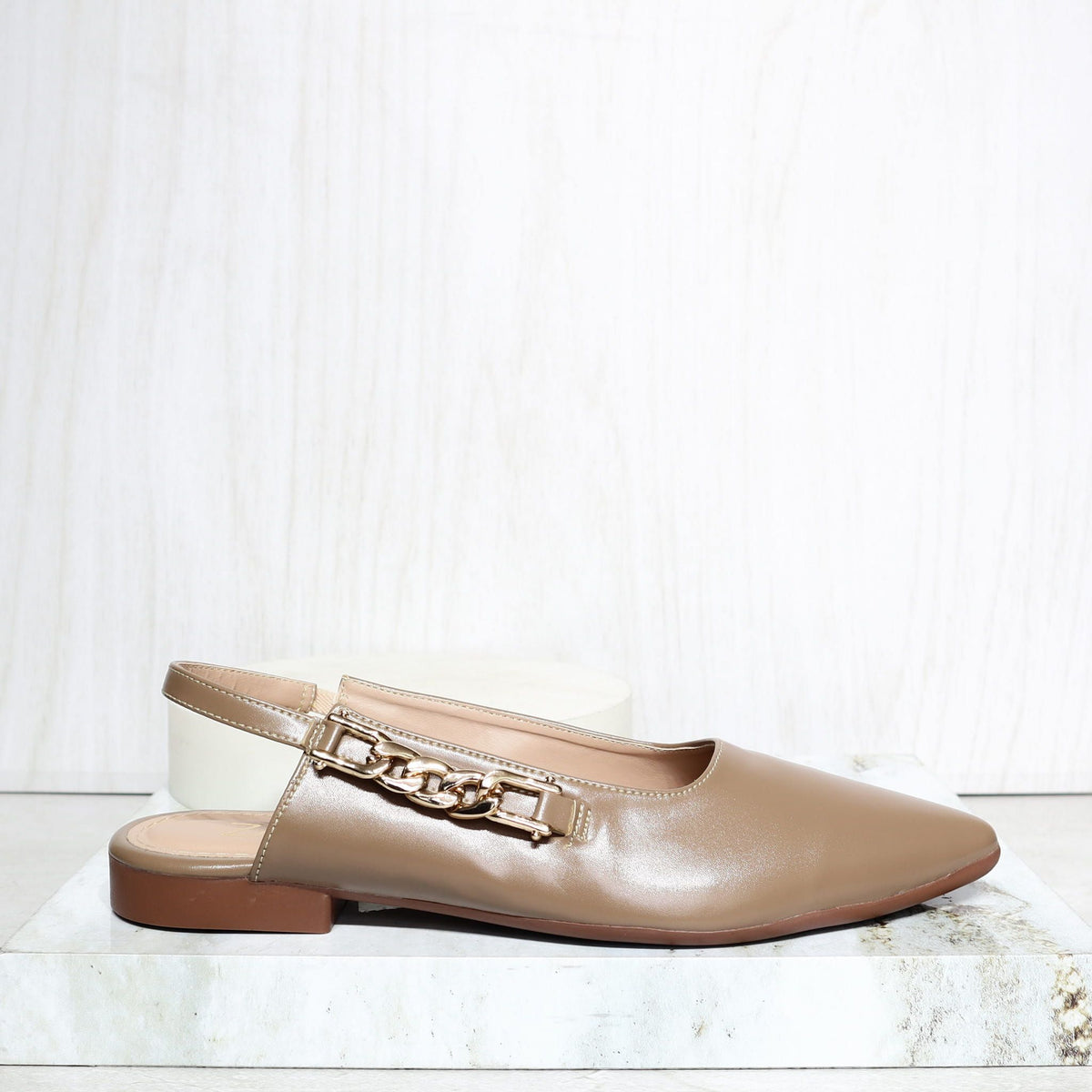 Baleta destalonada taupe para mujer K626-Z436