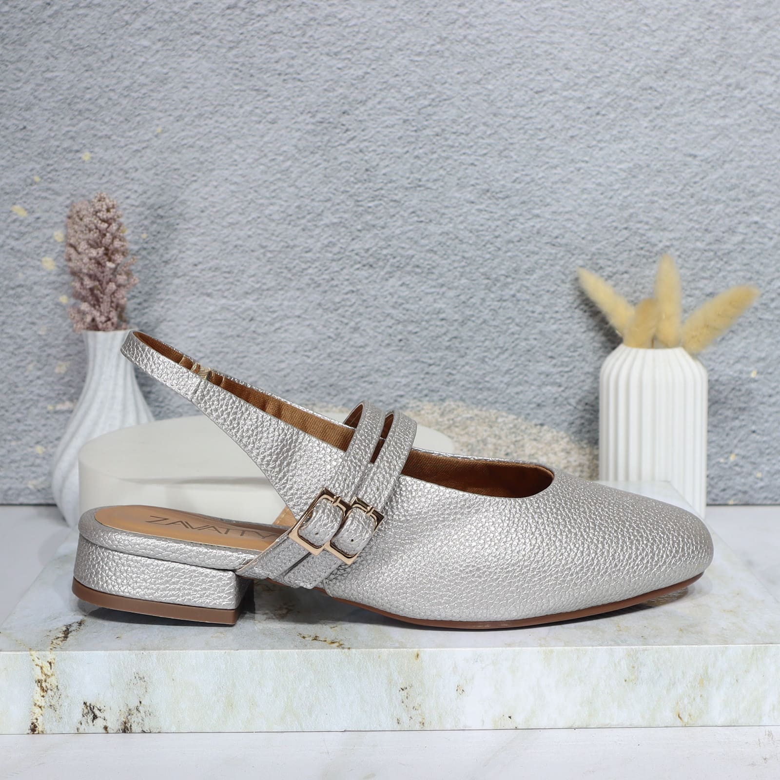 Sandalia tacon plata para mujer L417-Z319