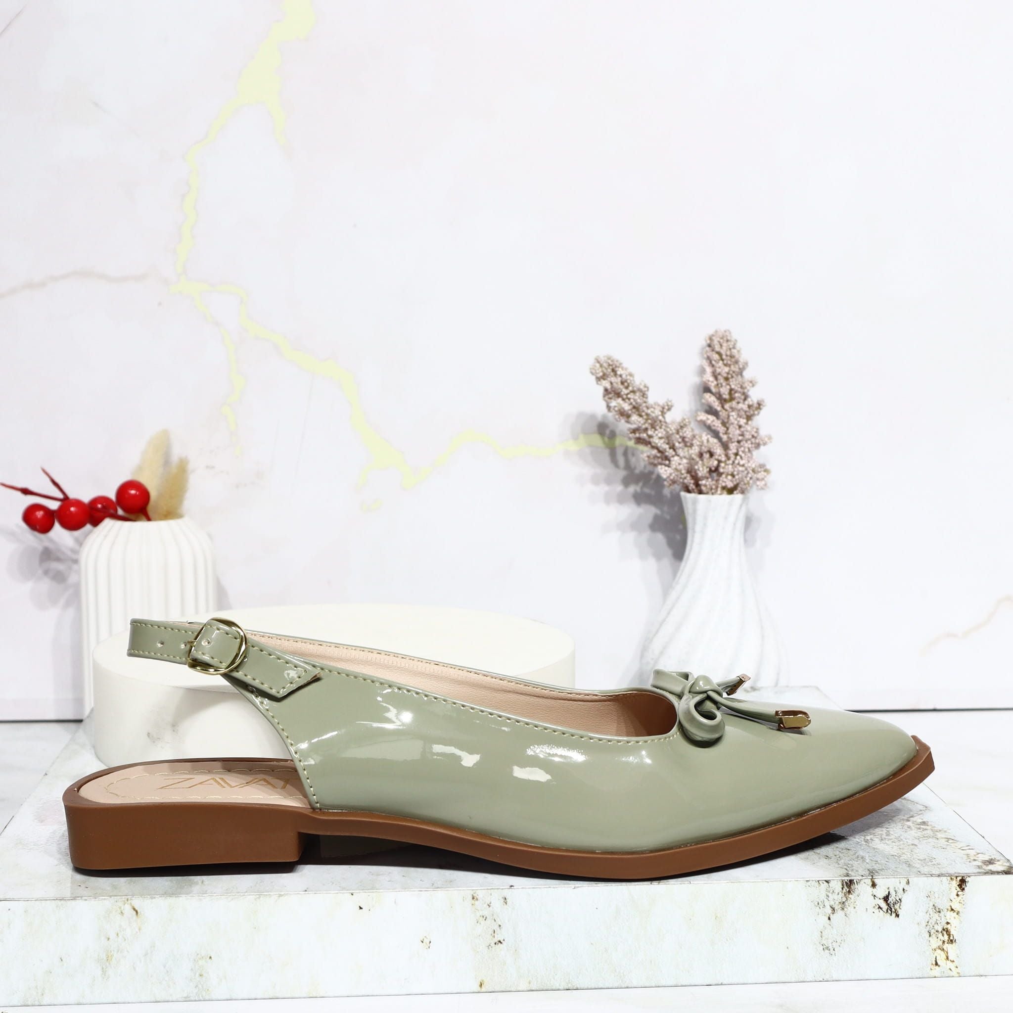 Baleta verde charol para mujer T801-Z490