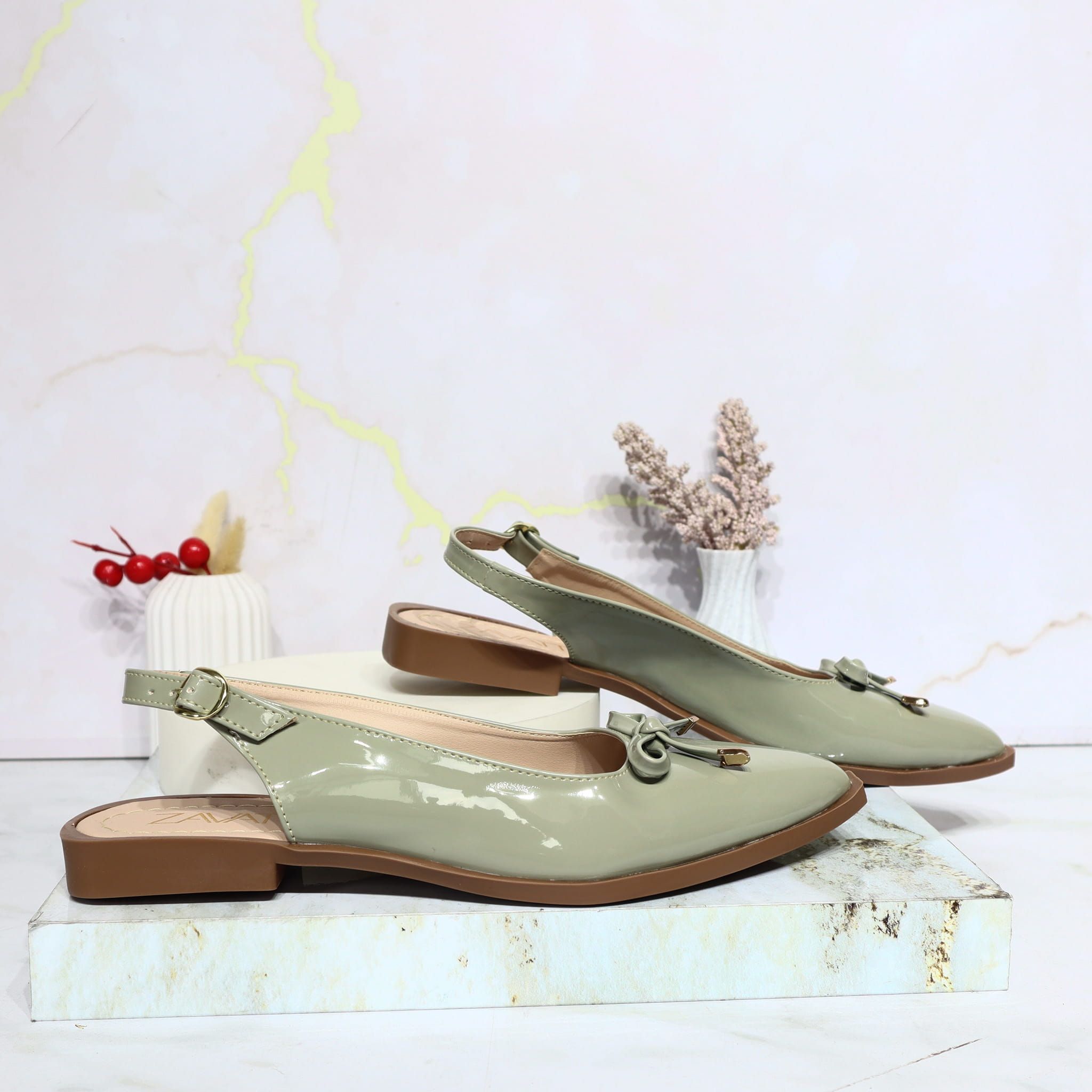 Baleta verde charol para mujer T801-Z490