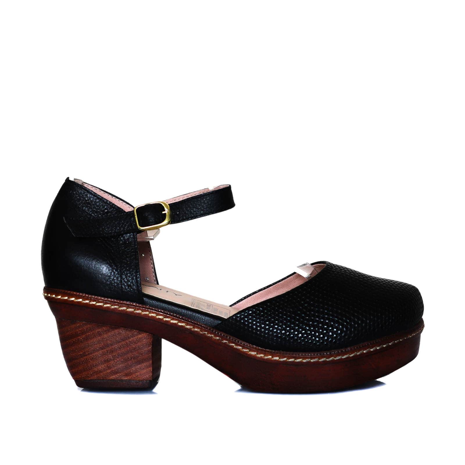 Sleidy negro cuero para mujer H-AMELIA