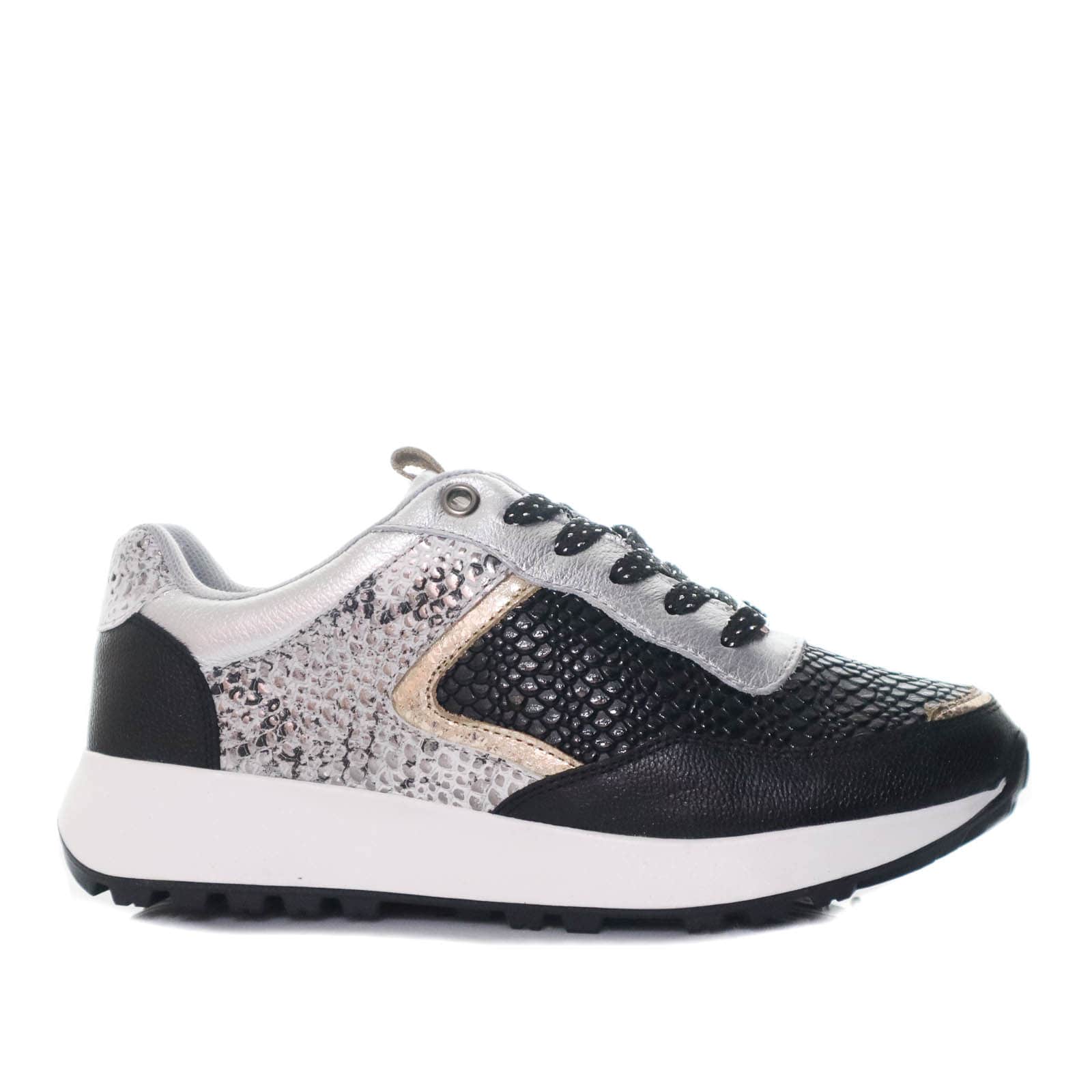 Tenis negro x plata para mujer TACT931