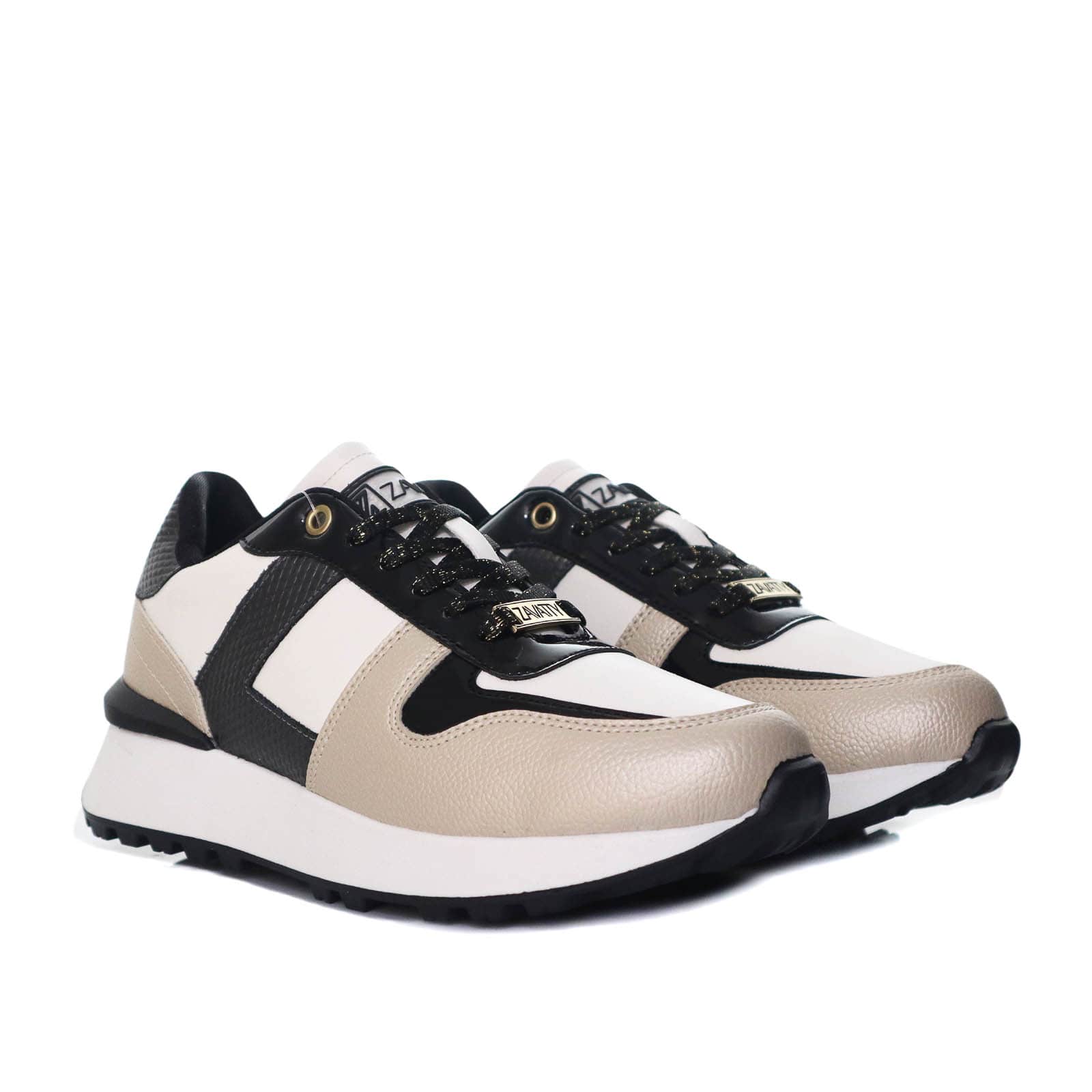 Tenis talcoxnegroxdorado para mujer TA1042