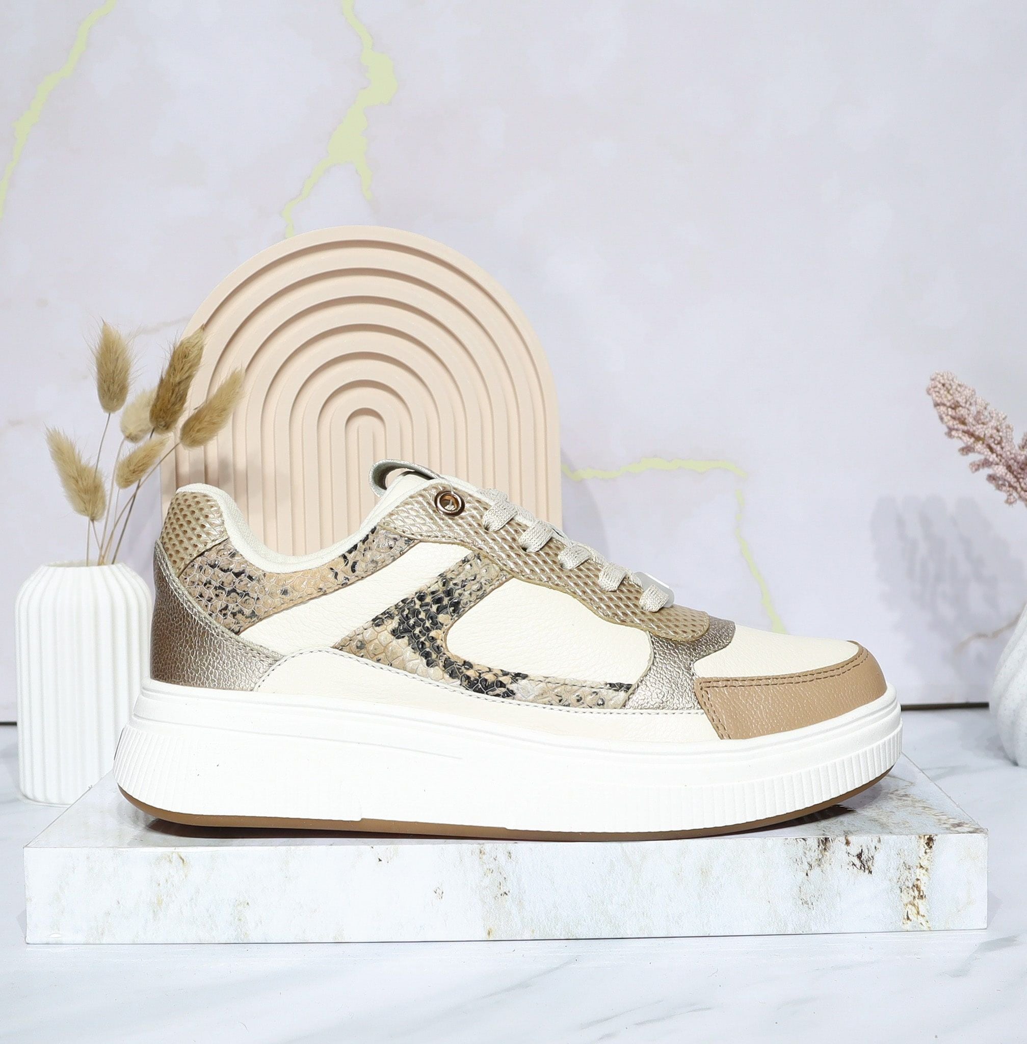 Tenis talco x champaña x taupe para mujer TAC947