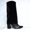 Bota tacon 5 1/2 negro gamusa para mujer 1559-Z279