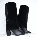 Bota tacon 5 1/2 negro gamusa para mujer 1559-Z279