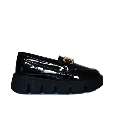 Mocasin negro charol para mujer C03-Z604