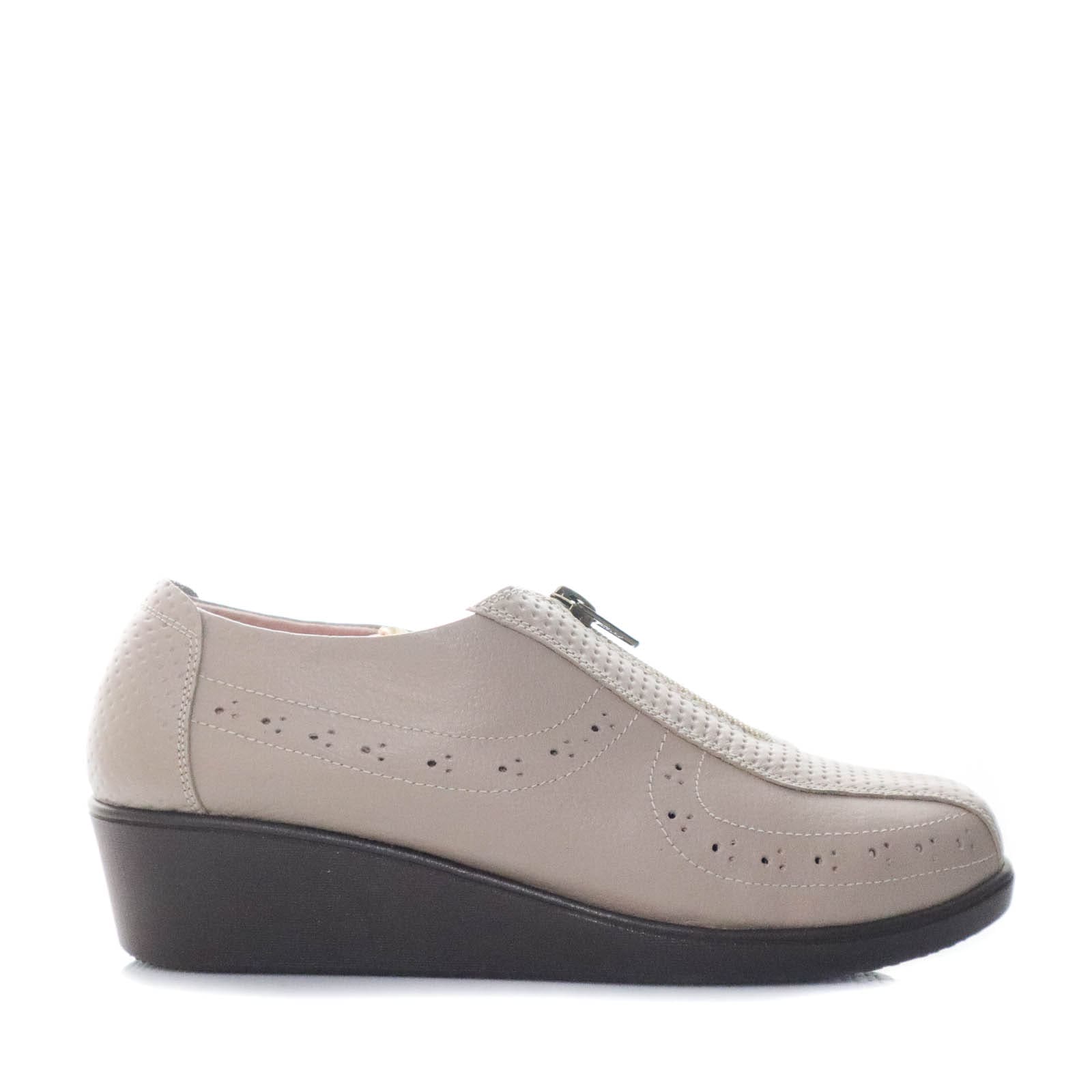 Mocasin taupe cuero para mujer H-ANDREA