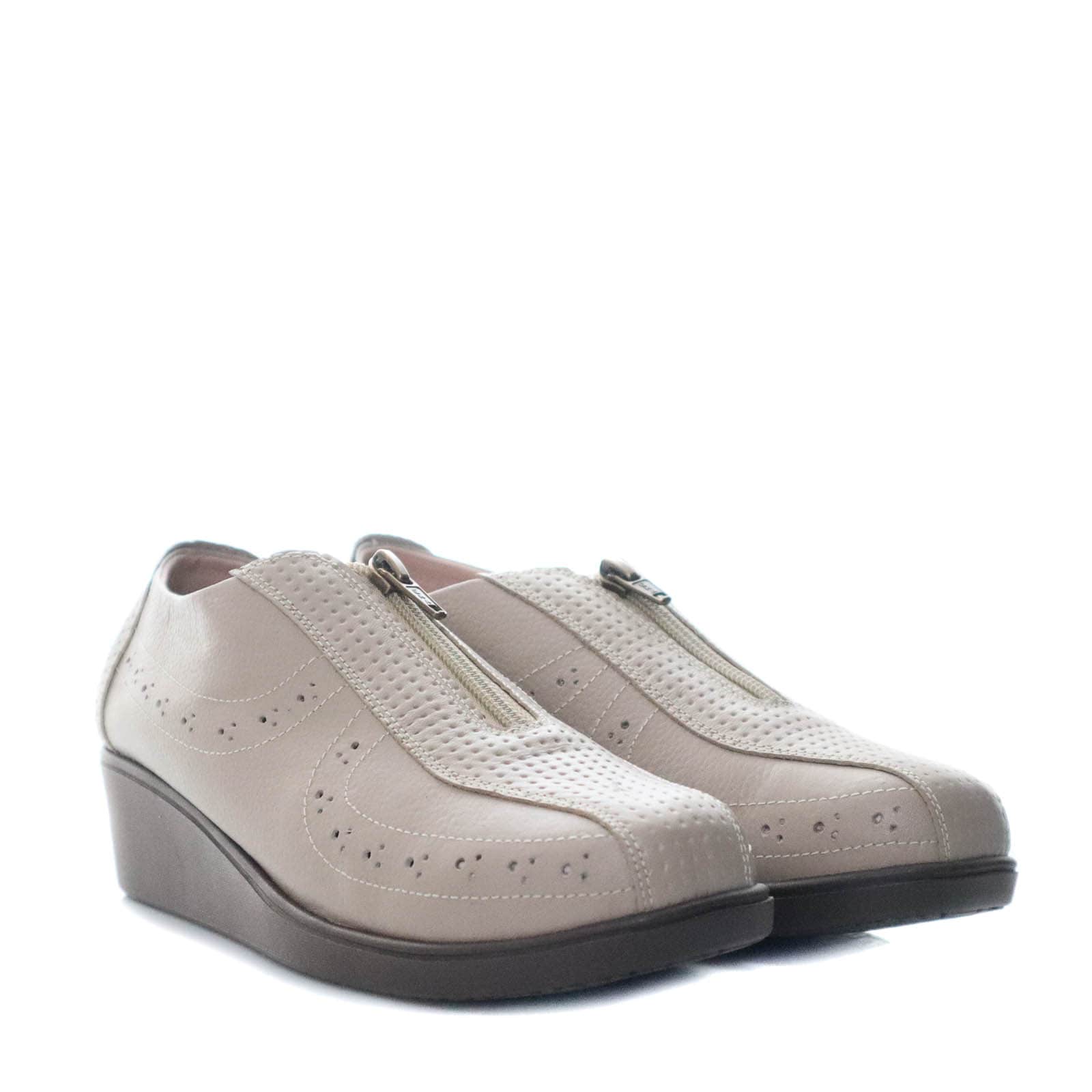 Mocasin taupe cuero para mujer H-ANDREA