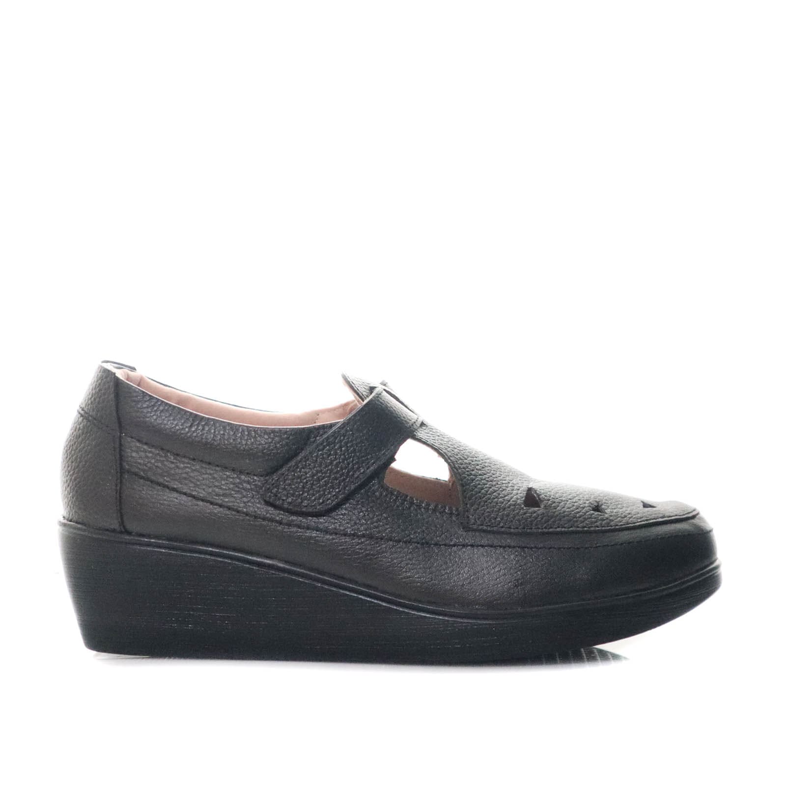 Mocasin negro cuero para mujer H-LEIDY