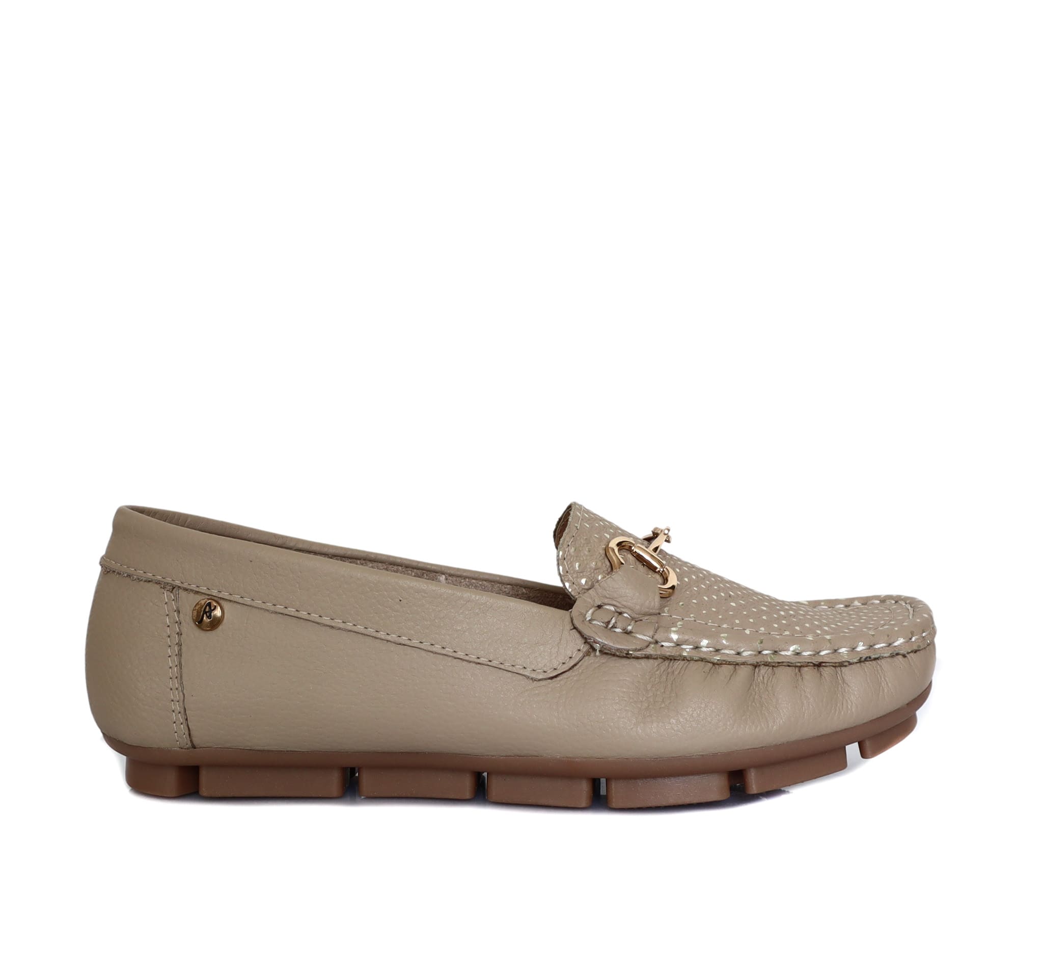 Mocasin taupe cuero para mujer TA09-Z449