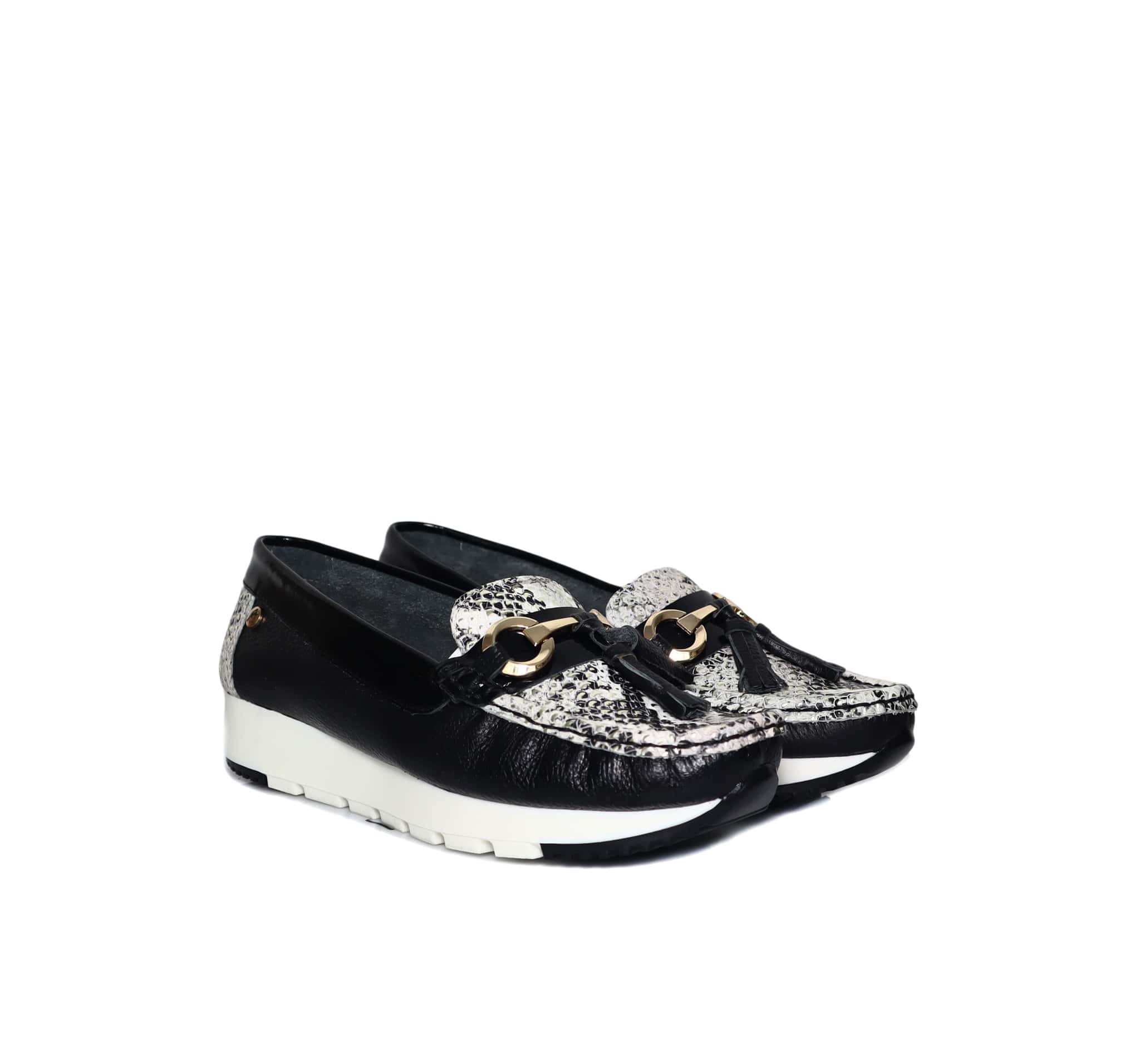 Mocasin negro x birmania x charol cueo para mujer TA11-Z449