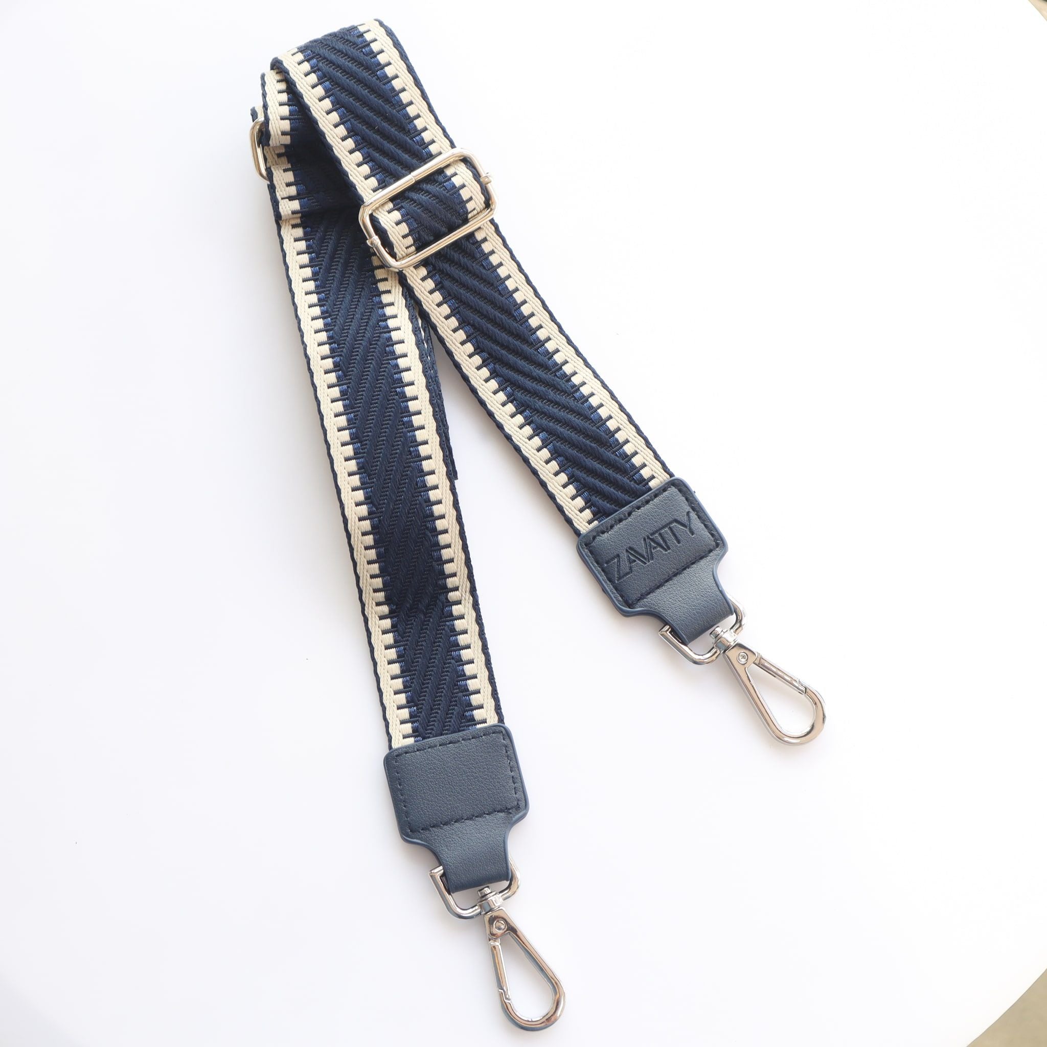 Reata para bolsos de mujer REA1 COLOR AZUL CON BEIGE BRILLANTE