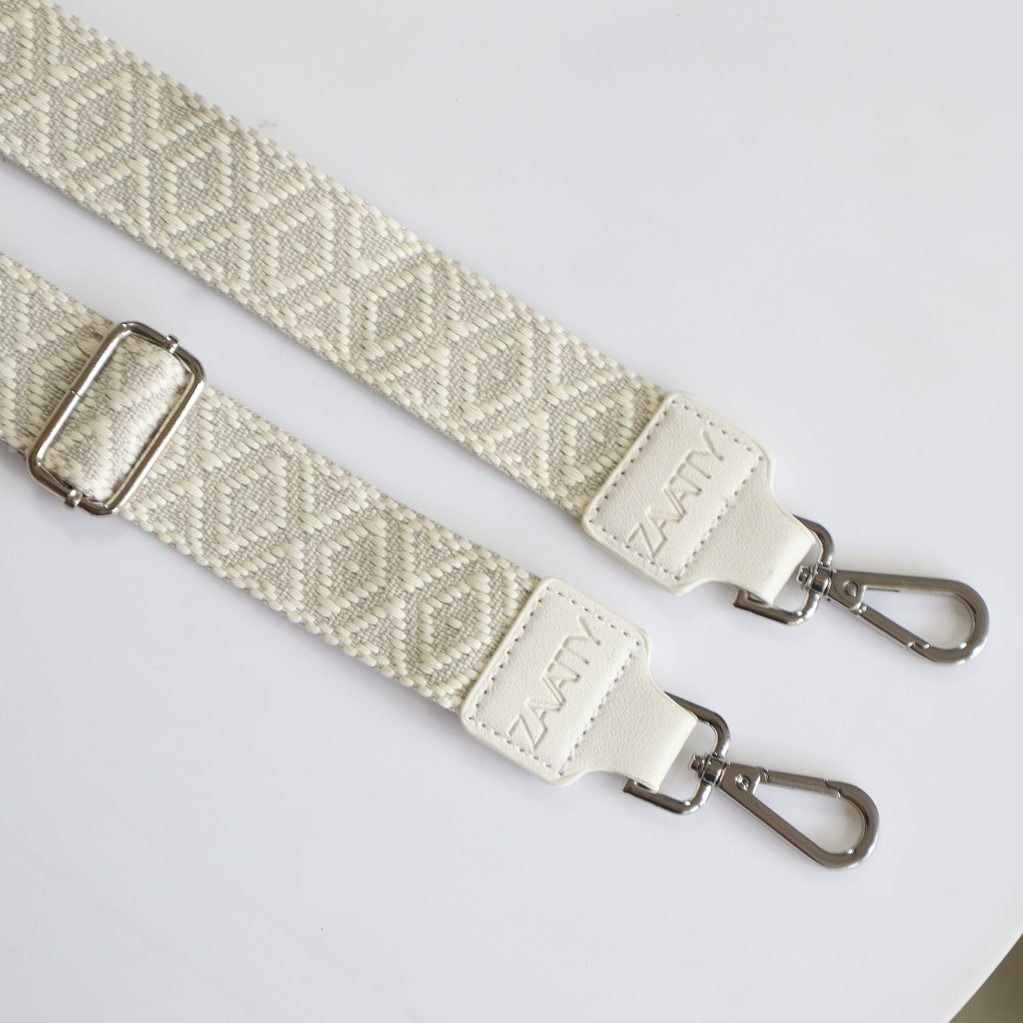 Reata para bolsos de mujer REA1 COLOR BLANCO CON PLATA