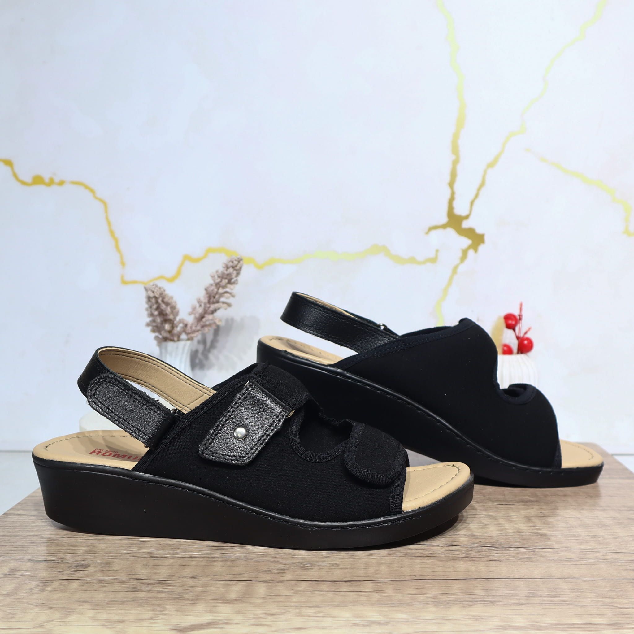 Romulo sandalia negro para mujer RO7100