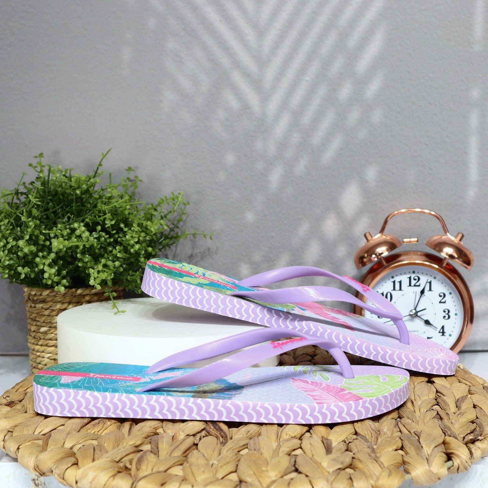 Sandalia plana beigexlilaxverde para mujer VT25483