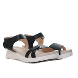 Sandalia plana negro para mujer 7019-1-Z83