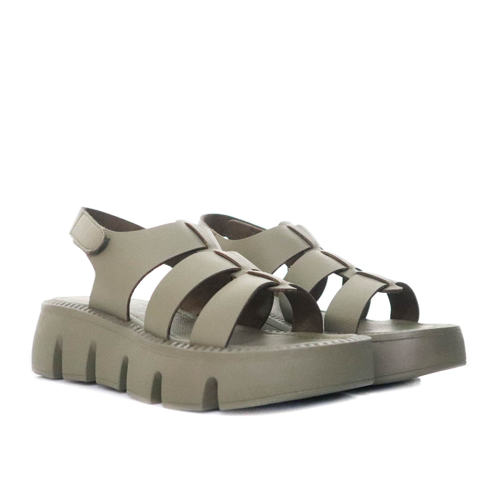 Sandalia plataforma baja verde oliva para mujer JULIETA-Z610