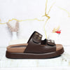 Sandalia plana cafe para mujer 02-Z43