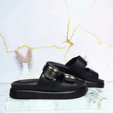 Sandalia plana negro para mujer 02-Z43