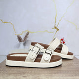 Sandalia plana talco para mujer 03-Z43