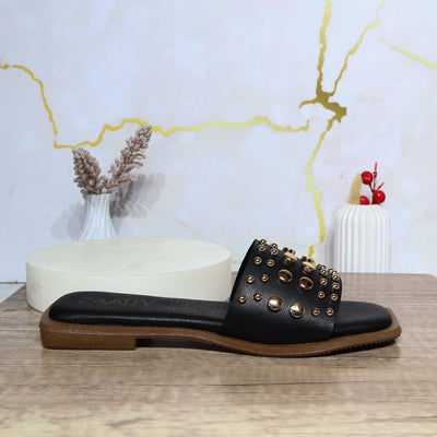 Sandalia plana negro para mujer 1003-Z148