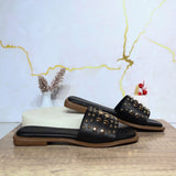 Sandalia plana negro para mujer 1003-Z148