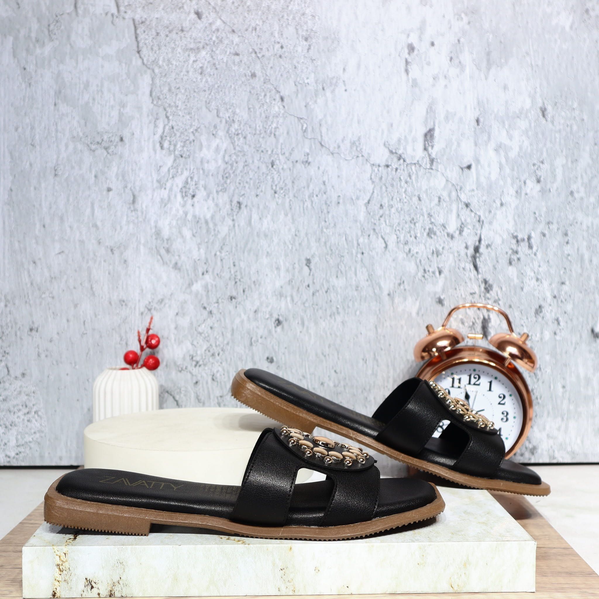 Sandalia plana negro para mujer 1005-Z148