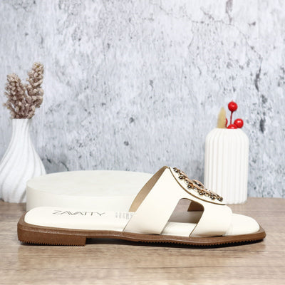 Sandalia plana talco para mujer 1005-Z148