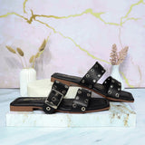 Sandalia plana negro para mujer 1012-Z43