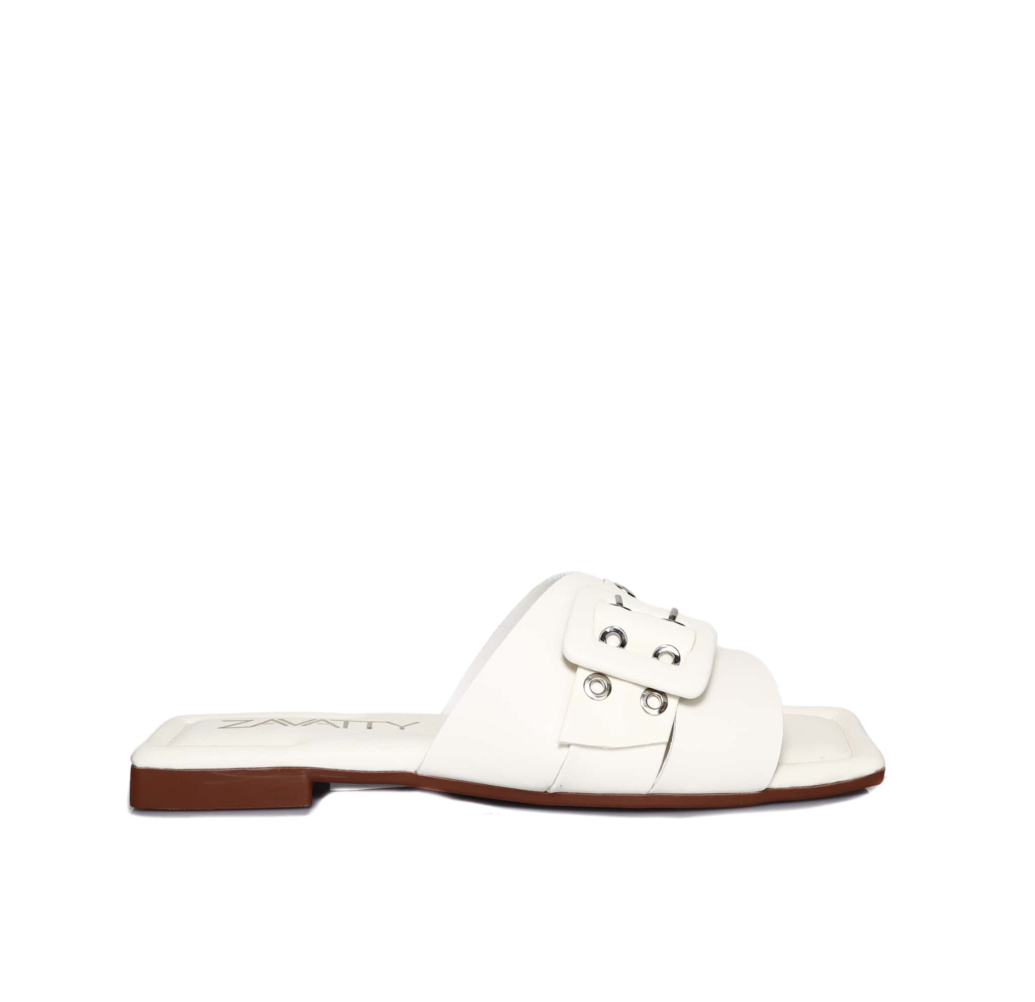 Sandalia plana talco para mujer 1019-Z43