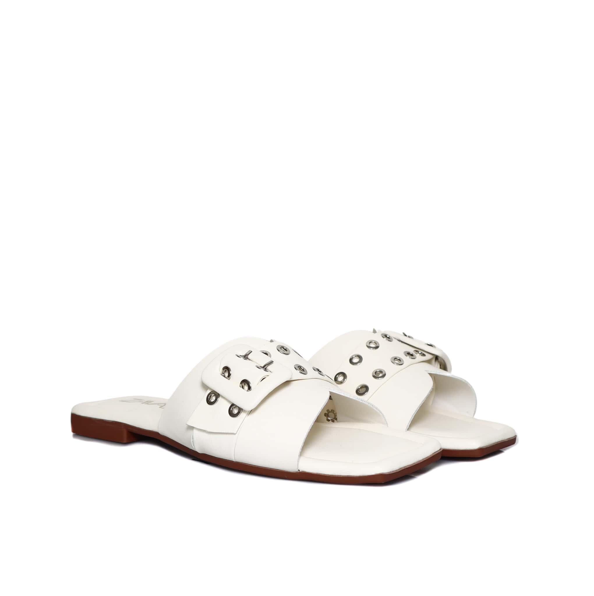 Sandalia plana talco para mujer 1019-Z43