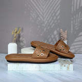 Sandalia plana miel para mujer 1027-Z43