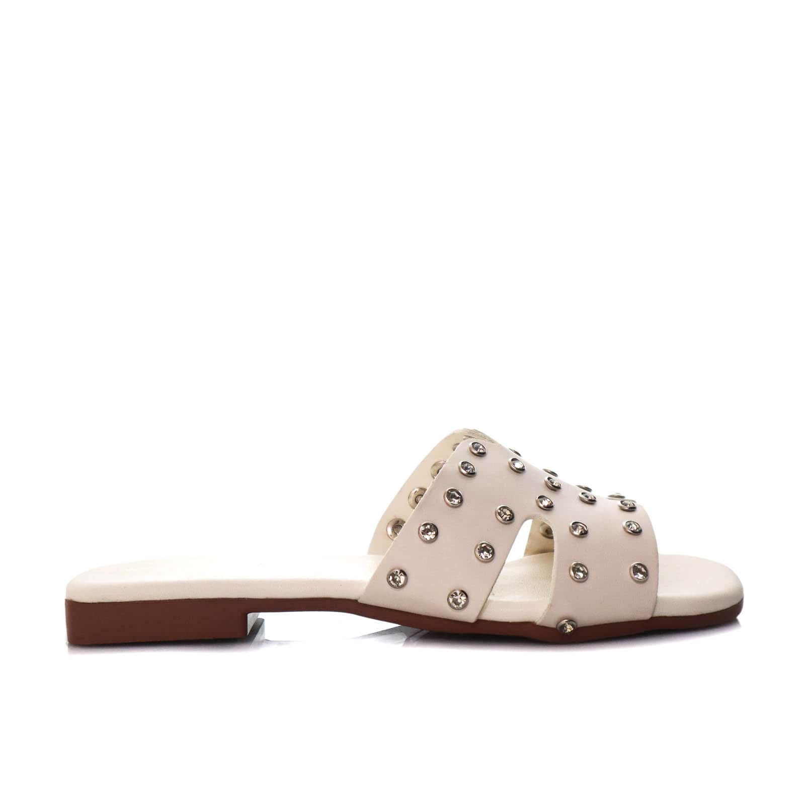 Sandalia plana talco x plata para mujer 105-Z43